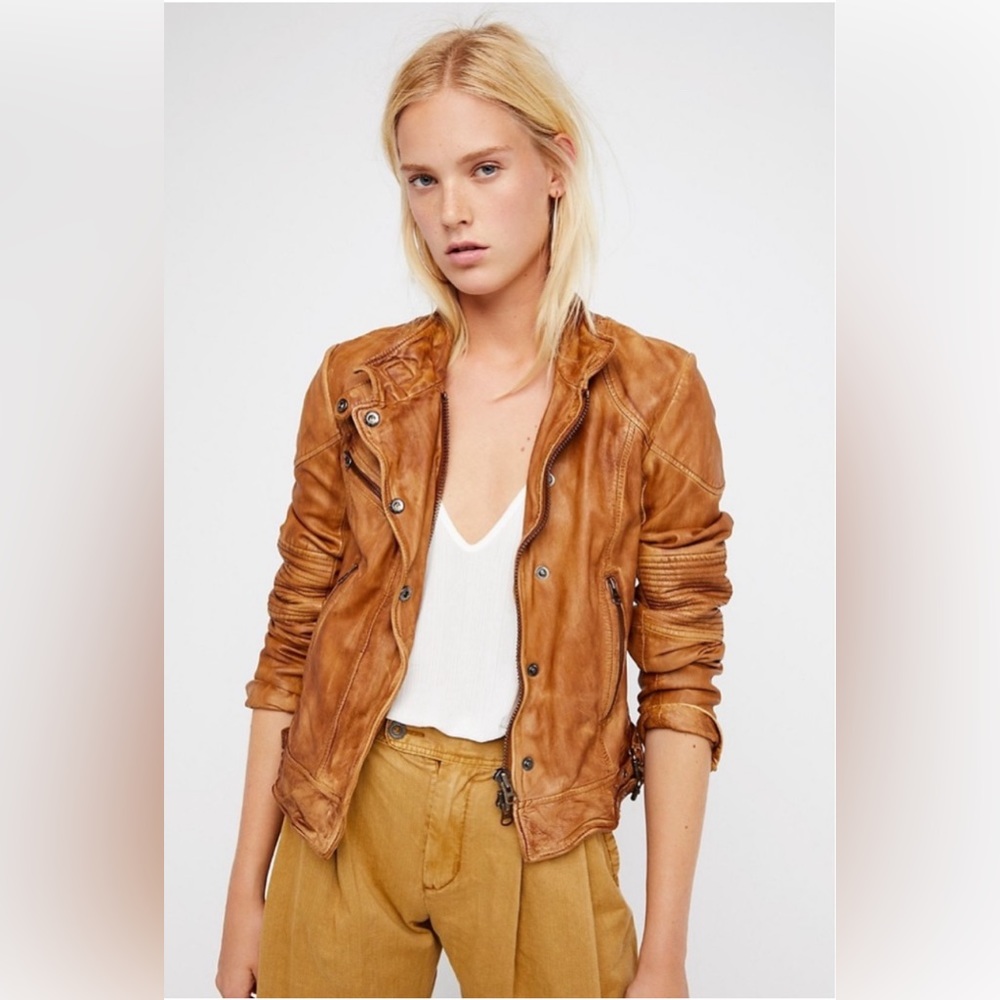 Free People 100% lamb leather moto jacket
